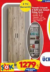 TİAMOB 2 KAPAK 8 RAFLI ÇOK AMAÇLI DOLAP CEVİZ